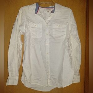 St. John's Bay White Button Down Long Sleeve Shirt Size Medium